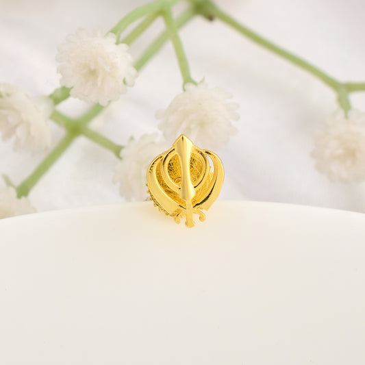 Brass 24KT Micron Gold Sikh Khanda single earring (ERDM3713)
