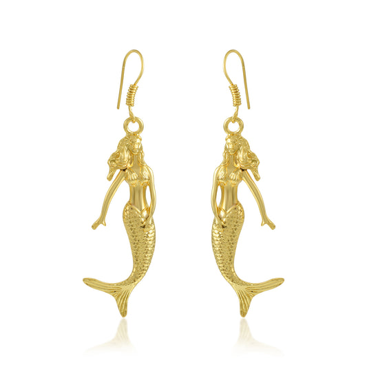 Brass 24KT Micron 1 Gram Mermaid (Jalpari) Earrings (ERDM3733)
