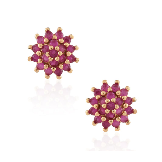 Brass Gold Plated Natural Ruby Stud Earrings for Women & Girls (ERDM3922)