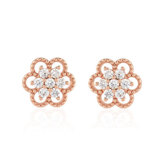 22K Pink Rose Gold Plated VVS-1 Grade Moissanite Imitation Diamond Stud Earrings Tops (ERDM3923)