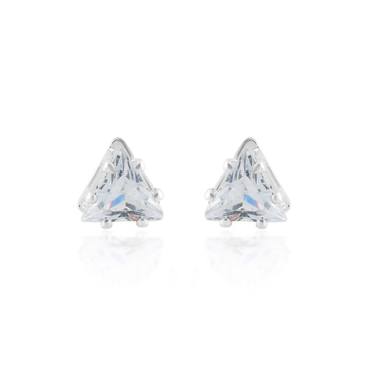 Silverplated Triangle Shape Imitation Diamonds CZ Stylish Fashion Stud earrings