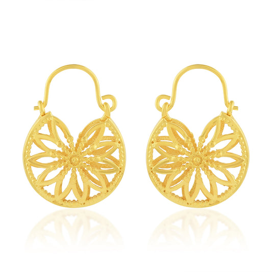 Brass Goldplated Basket shaped Hoop Earrings Women