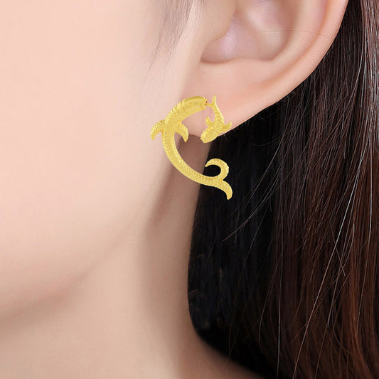 Brass 24KT Micron 1 Gram Gold Fish Earrings (ERGS5984)
