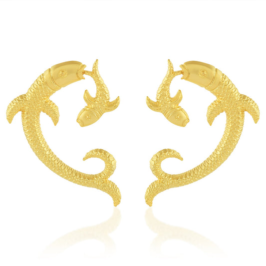 Brass 24KT Micron 1 Gram Gold Fish Earrings (ERGS5984)