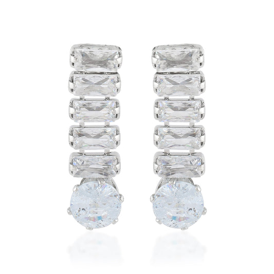 Silverplated CZ Imitation Diamond Stylish rich Dangler Earrings
