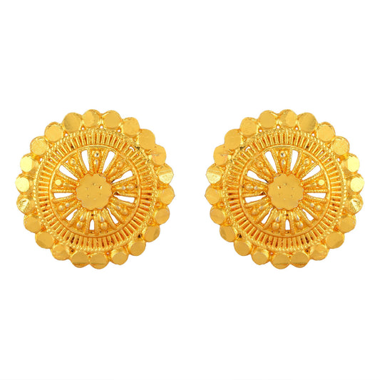 Brass Micron Goldplating Handmade Chilai Work Fashion Stud Earrings