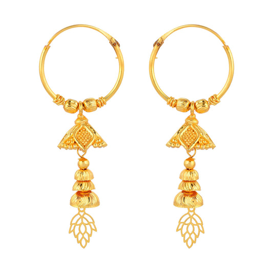 Brass Micron Goldplating Bali Hoop Jhumki earrings