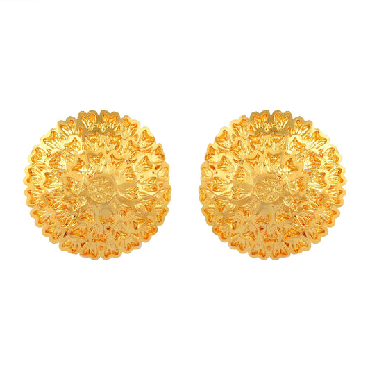Brass Micron Goldplating Handmade Chilai Work Fashion Stud Earrings