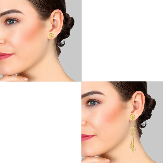 Brass Goldplated Dual purpose Stud Cum Dangler Fashion Earrings