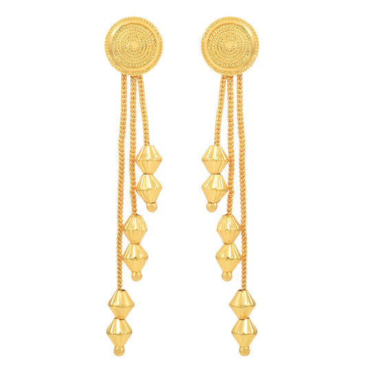Brass Micron Goldplating Spiral disc Stud with Dangler Fashion Earrings
