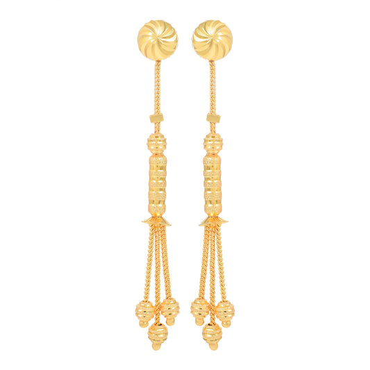 Brass Micron Goldplated Round Stud with Dangler Fashion Earrings