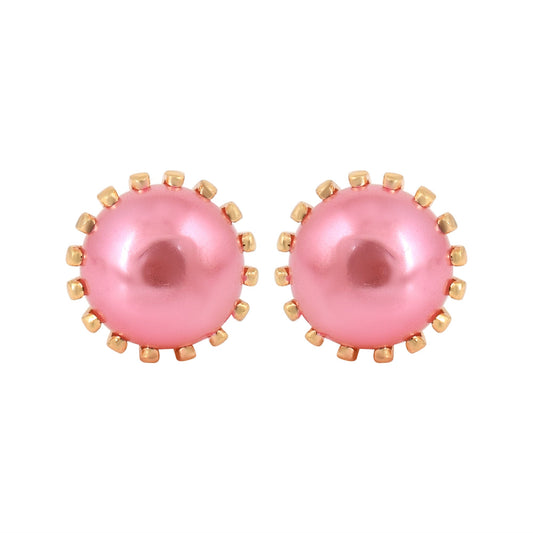 Goldplated Baby Pink Rose Quartz Stud Earring