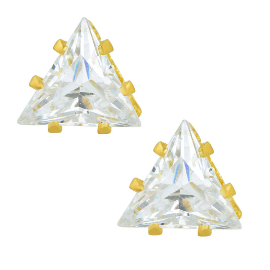 Goldplated Triangle CZ Stylish Fashion Stud earrings