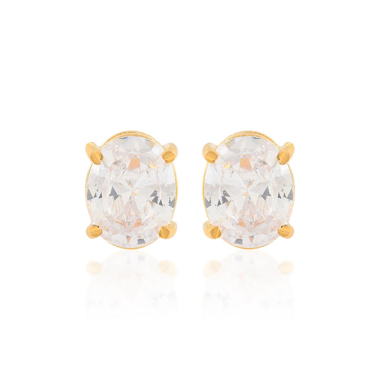 Goldplated Imitation Diamond Solitaire stones Stud Earring