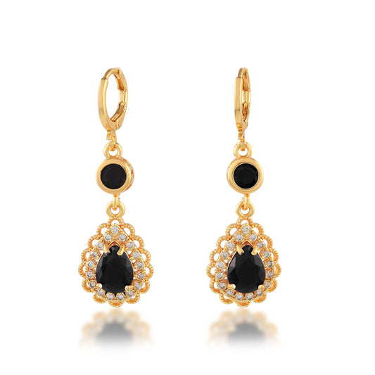 Brass 24KT Micron Gold Imitation Emerald with Moissanite Fashion Earrings (ERSV1735)