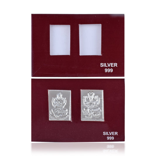 Pure Silver (0.999) Lakshmi Ganesh Gift Cards (PACK of 2 Cards) (GTRR3501)