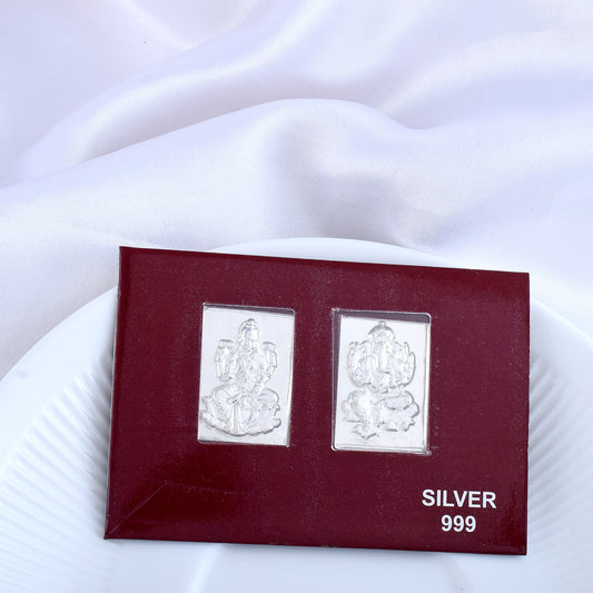 Pure Silver (0.999) Lakshmi Ganesh Gift Cards (PACK of 2 Cards) (GTRR3501)