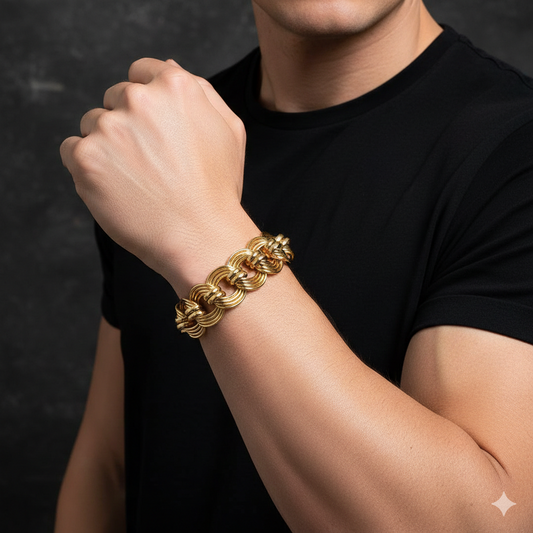 Premium Brass Gold plated Circle ring design Heavy Bracelet for Men (BLRX2815)
