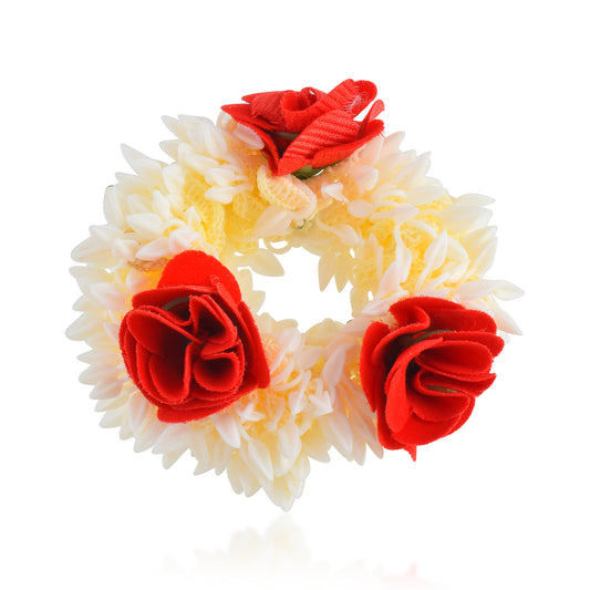 Artificial Mogra and Gulab floral perfumed Gajra Veni Hair Accessory (HASC5261)