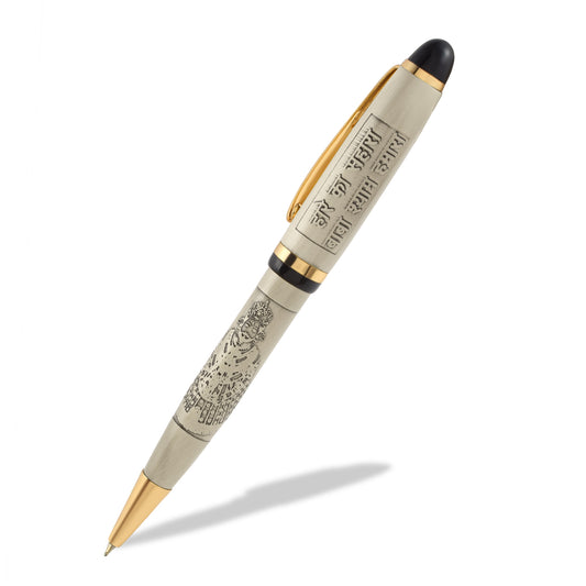 Brass Silverplated Khatu Shyam Hindu Spiritual Jewellery Pen (HDNI8242)