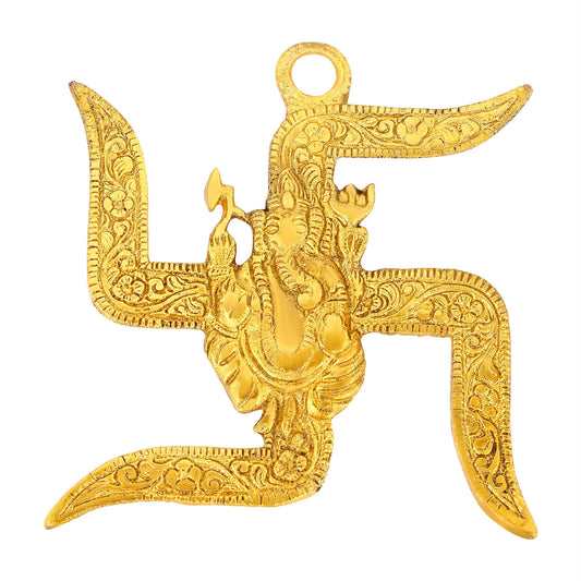 Brass Heavy Swastik Ganpati Om sticker wall hanging Main door (HDSC5189)
