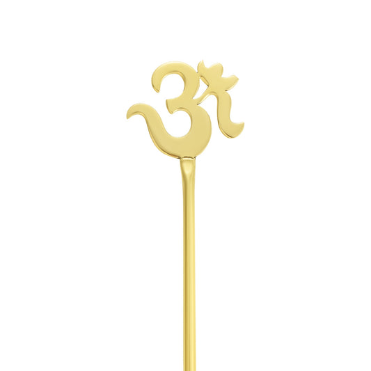 Brass Goldplated OM Puja Wedding Toran Stick Hindu Spiritual Puja Item (HDSC5198)