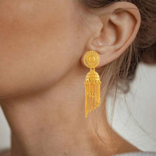 Brass 24KT Micron 1 Gram gold Women Jhumka (JHAT2694)