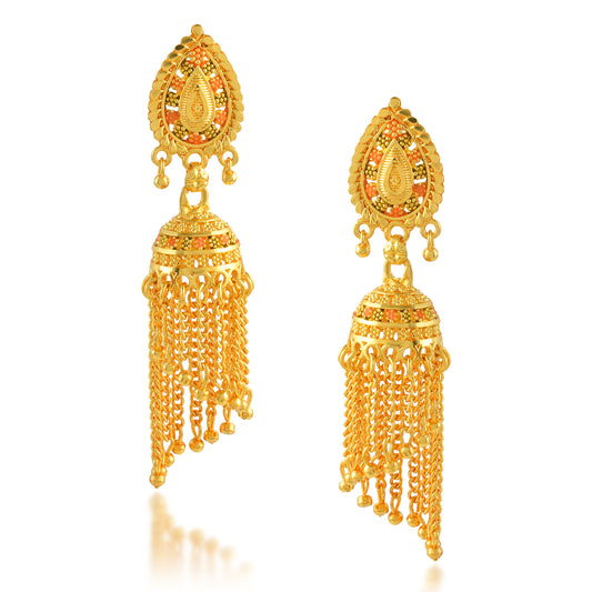 Brass 24KT Micron 1 Gram Gold handmade Jhumki (JHAT2695)
