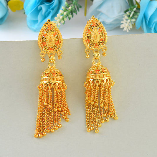 Brass 24KT Micron 1 Gram Gold handmade Jhumki (JHAT2695)