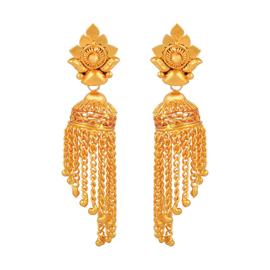 Gold plated Bridal Umbrella shaped Small and Stylish Fashion Jhalar Jhumki