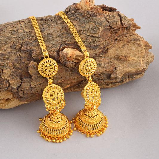 Brass 24KT Micron Kan chain Jhumki (JHAT6119)