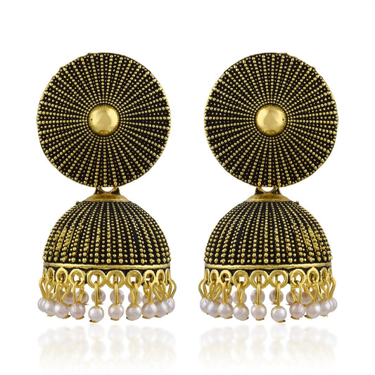 Brass Antique finish Goldplated Handmade Rasrawa Traditional Jhumki Earrings