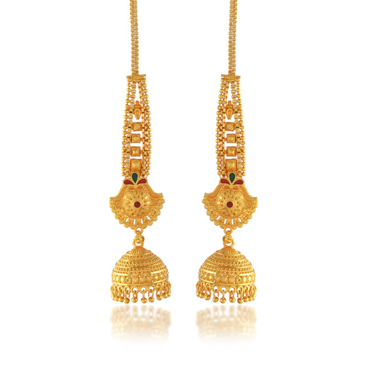 Brass Gold plated Handmade Kan chain long Jhumki for Women tradtional (JHAT8536)