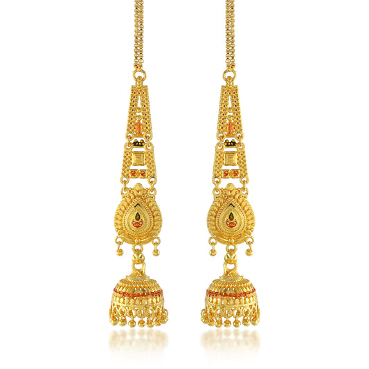 Brass Gold plated Handmade Kan chain long Jhumki for Women tradtional (JHAT8540)