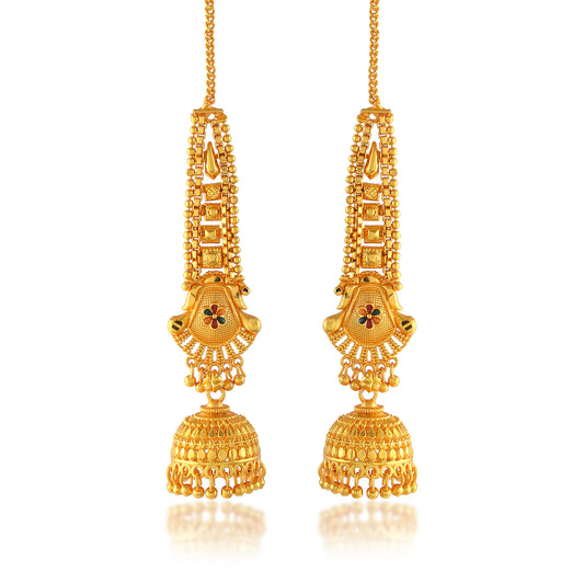 Brass Gold plated Handmade Kan chain long Jhumki for Women tradtional (JHAT8541)