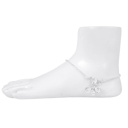 Silver plated single strand, simple and sober Fashion ethnic Jewellery Anklet