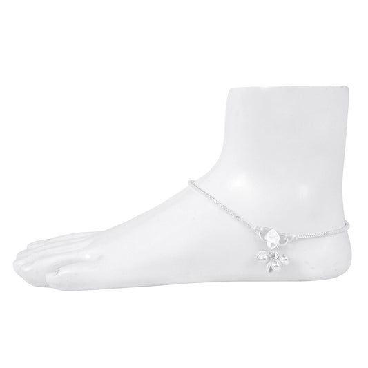 Silver plated single strand ball beaded traditional ethnic Anklet