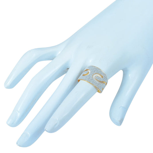 Gold plated Silver Faux drussy, open band, adjustable free size, stylish Fashion ring