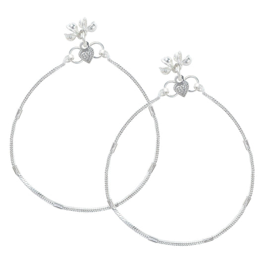 Silver plated Single liner thin rope design Brass Anklet