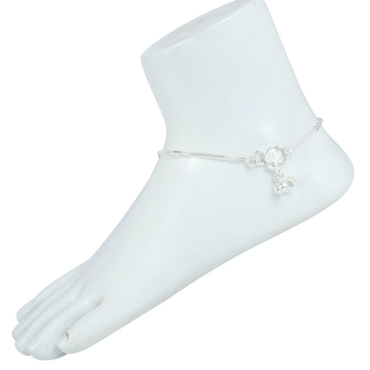 Silver plated Single liner thin rope design Brass Anklet