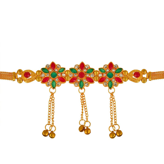 Brass Goldplated Sleek and Stylish Colourstones Kamarbandh