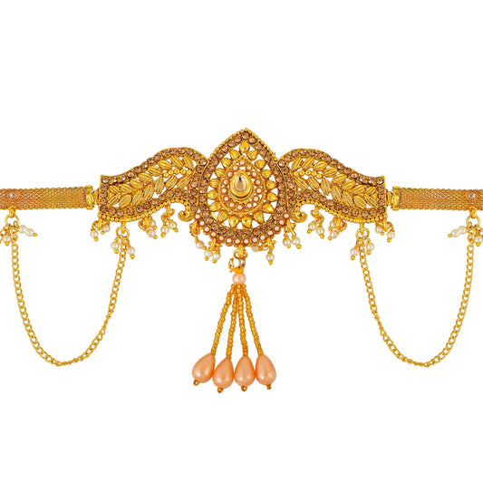 Brass Goldplated Kundan Imitation Diamonds Traditional Kamarbandh