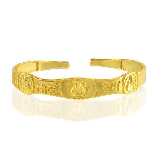 Brass Micron Gold Shirdi Sai baba Kada Cuff Bracelet (KDDM3757)