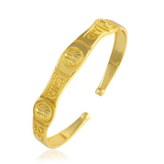 Brass Micron Gold plated OM SAI RAM free size Unisex Kada (KDDM3757)