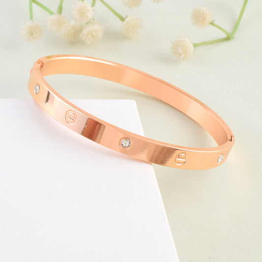 Stainless Steel Rose Gold Cartier LOVE collection Inspired Bangle Cuff Bracelet (KDDM3781)