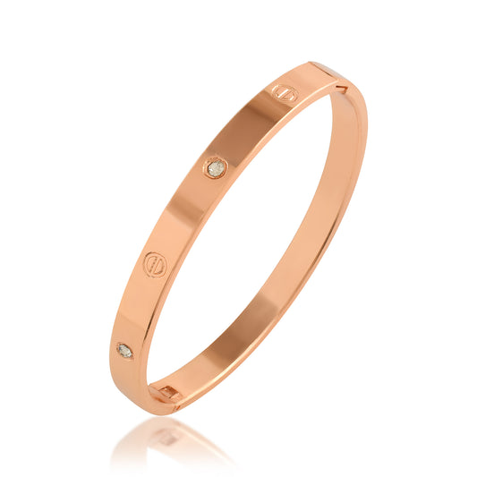Stainless Steel Rose Gold Cartier LOVE collection Inspired Bangle Cuff Bracelet (KDDM3781)
