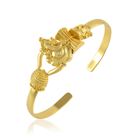 Brass Micron Gold Ganesh Cuff Kada for men women (KDNI8304)