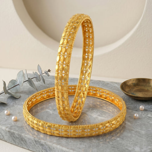 Brass 1 Gram Gold covered Handmade Traditional Bangle Kada set for Women (KDSV1360)