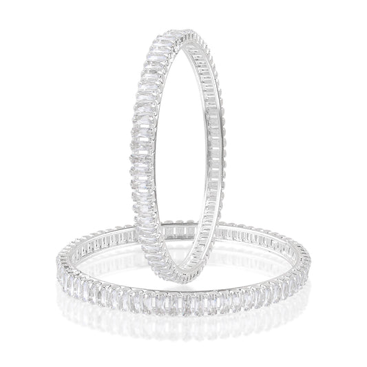 Platinum plated Imitation Diamond Moissanite Bangle set (KDVK2308)