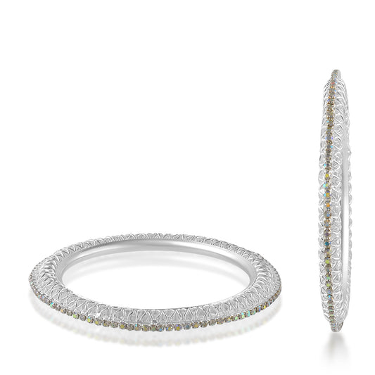Platinum Plated Moissanite (Imitation Diamond) Studded Bangle Set for Women (KDVK2310)